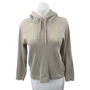 Everlane Beige Tan Waffle Knit Long Sleeve Hooded Hoodie Sweatshirt Sweater Sz S